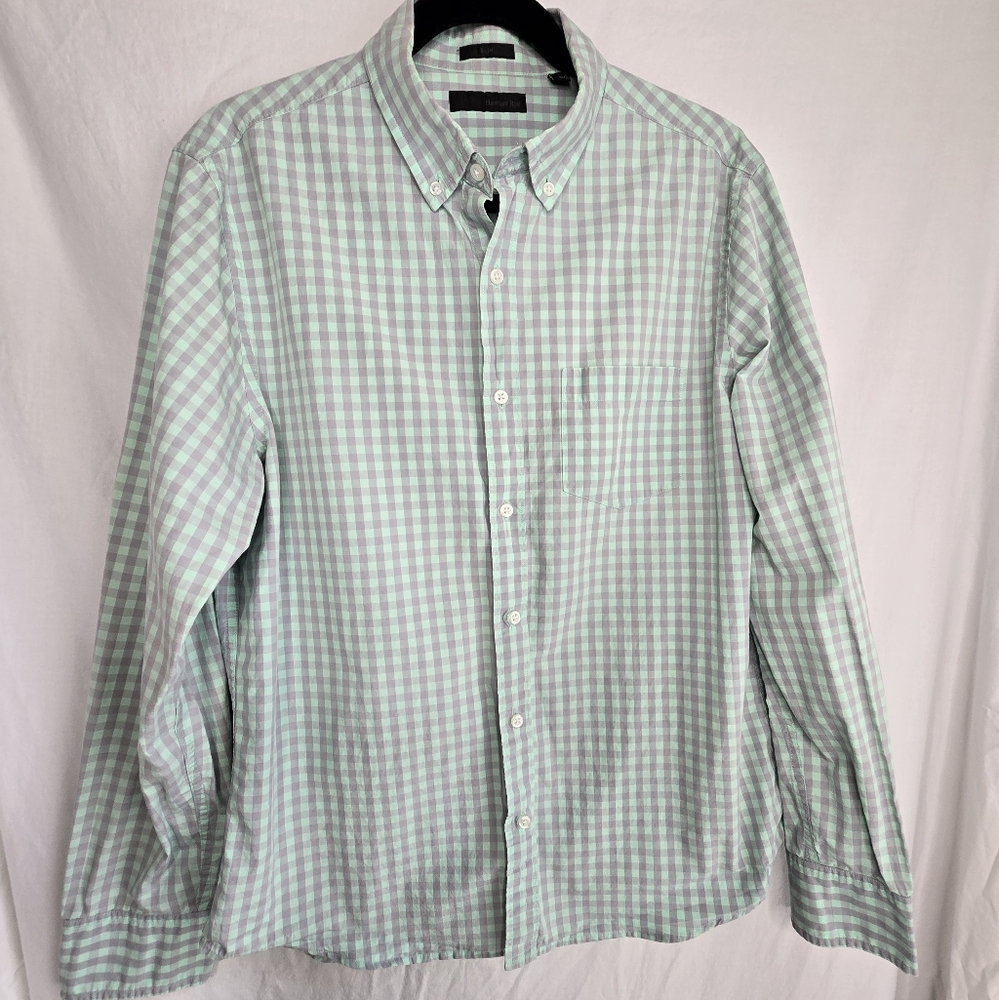 Men's Mint Green And Grey Checkered Shirt